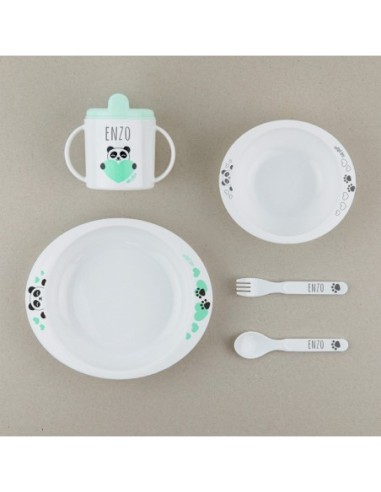 Vajilla Panda menta Personalizada