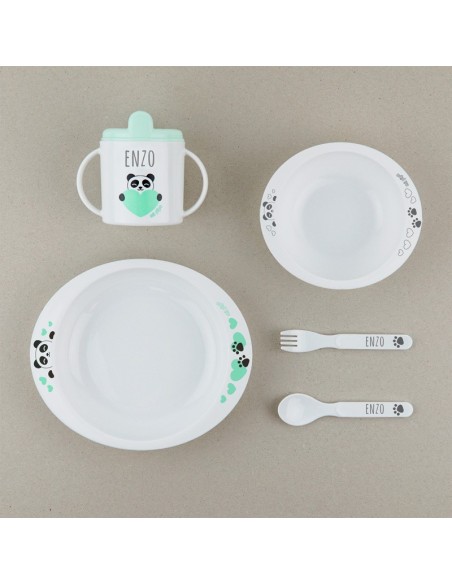 Vajilla Panda menta Personalizada