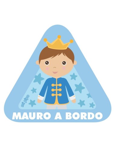 Adhesivo Bebé a bordo Príncipe para coche personalizado