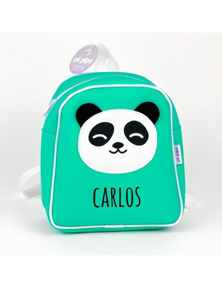 Mi pipo mochila de polipiel panda personalizada menta