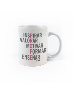 Taza cerámica o plástico Profe Adjetivos Rosa