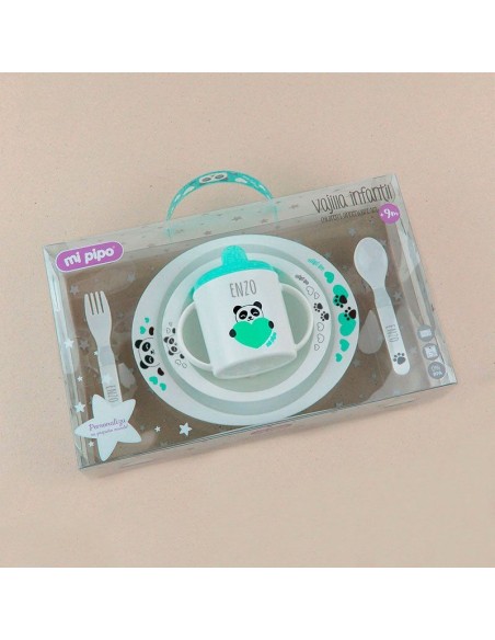 Vajilla Panda menta Personalizada