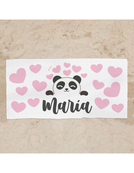 Toalla de baño Premium Panda Rosa Personalizada