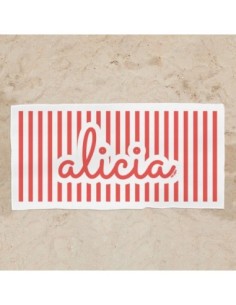 Toalla de baño Premium Rayas Roja Personalizada