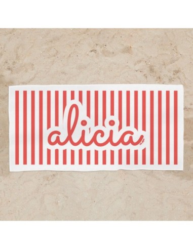Toalla de baño Premium Rayas Roja Personalizada