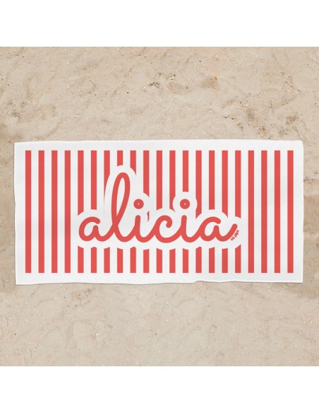 Toalla de baño Premium Rayas Roja Personalizada