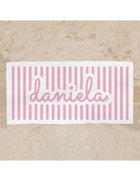 Toalla de baño Premium Rayas Amarillo Personalizada