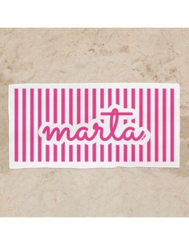 Toalla de baño Premium Rayas Fucsia Personalizada