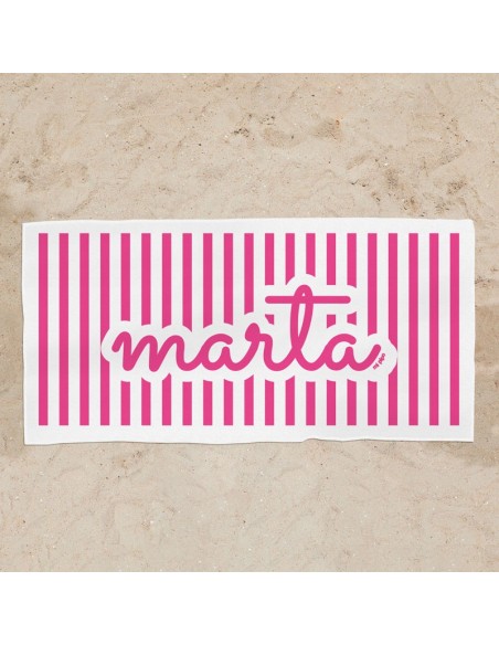 Toalla de baño Premium Rayas Fucsia Personalizada