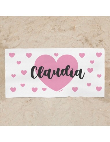 Toalla de baño Premium Corazón Rosa Caliigrafía