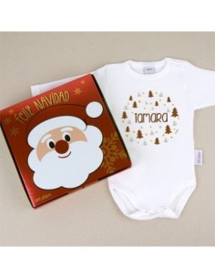 Babidu Body Navideño Personalizado Navidad Árboles marrones con cajita