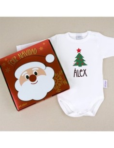 Babidu Body Navideño Personalizado Navidad Árboles marrones con cajita de regalo