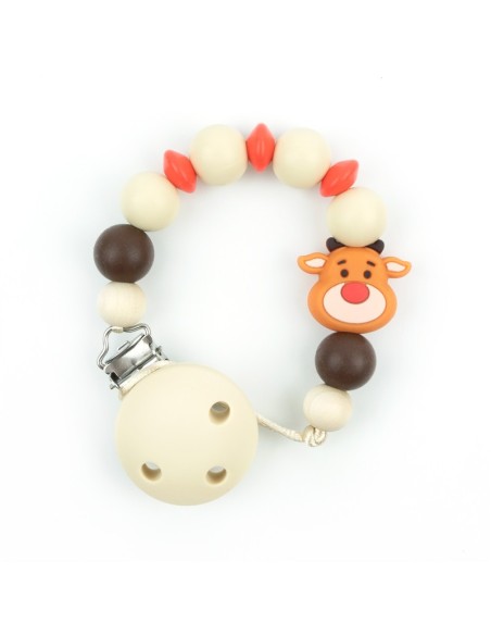 Cadenita de Silicona Navidad Reno Beige