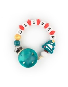 Cadenita de Silicona personalizada Navidad Papá Noel Rojo