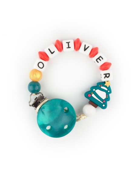 Cadenita de Silicona personalizada Navidad Papá Noel Rojo
