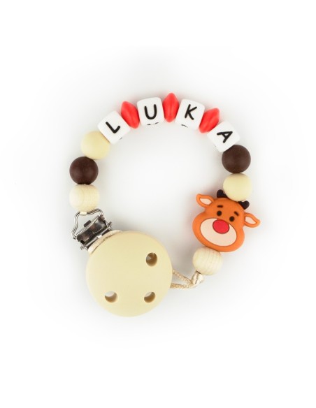 Cadenita de Silicona personalizada Navidad Reno Beige