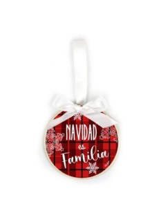 Bola Navidad MADERA Cuadros Rojos o Verdes personalizada