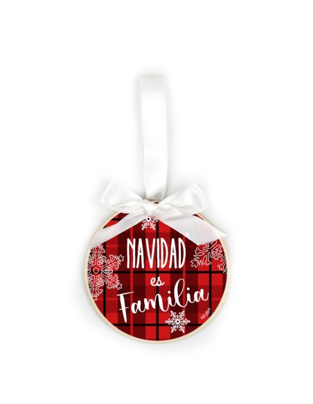 Bola Navidad MADERA Cuadros Rojos o Verdes personalizada