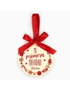 Bola Navidad MADERA Corona navideña, Familia personalizada