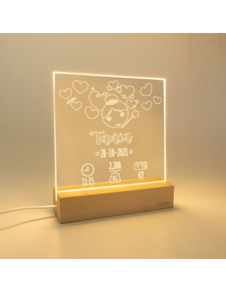 Lamparita Cuadrada Datos Nacimiento Cisne personalizada