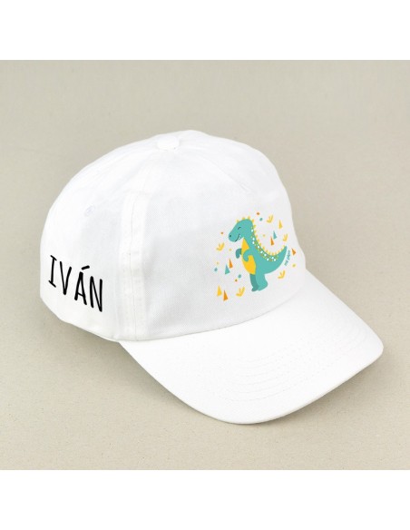 Gorra Junior Dinosaurio Blanca personalizada