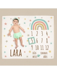 Manta cumplemes Arcoíris personalizada