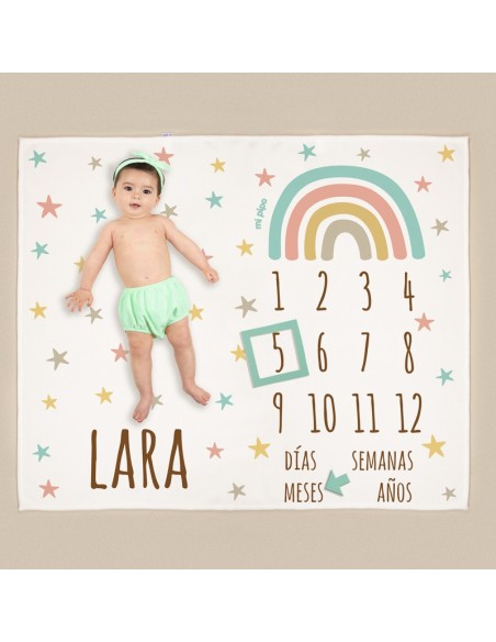 Manta cumplemes Arcoíris personalizada