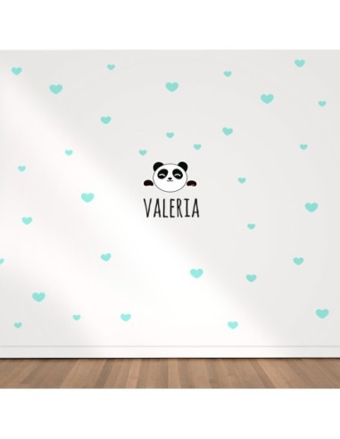 Vinilo decorativo Maxi Panda Corazones Rosa