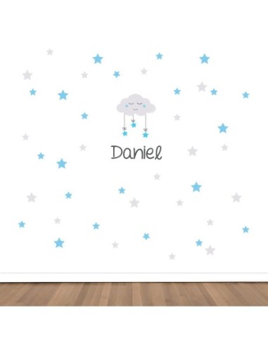 Vinilo decorativo Maxi Nube con Estrellas Menta