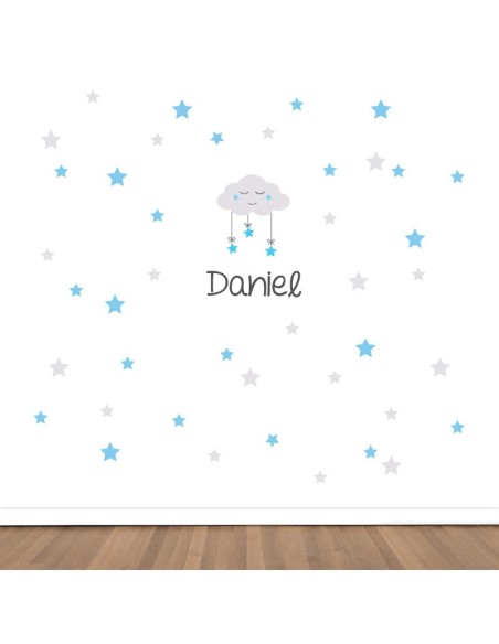 Vinilo decorativo Maxi Nube con Estrellas Menta