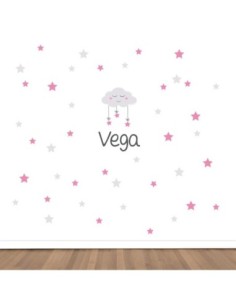 Vinilo decorativo Maxi Nube con Estrellas Azul