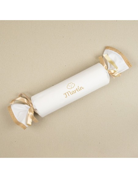 Cojín Antivuelco Caramelo Blanco y Beige Personalizado, dibujo opcional
