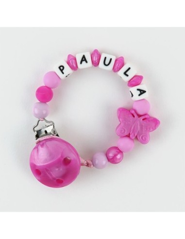 Cadenita de silicona Mariposa Rosa Nácar Personalizada