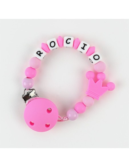 Cadenita de silicona Corona Tonos Rosa Personalizada