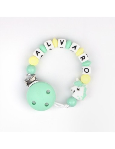 Cadenita de silicona Personalizada Unicornio Menta