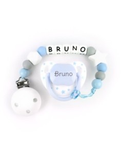 Cajita Chupete Chic Blanco Azul+ Cadenita de silicona Baby Azul person