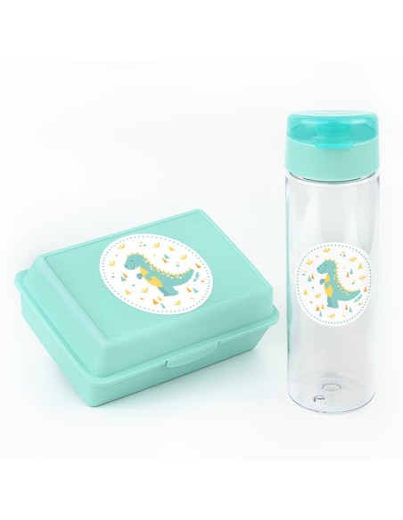 Pack Botella 600ml + Cajita Porta Alimentos Arcoíris Soft Menta sin personalizar