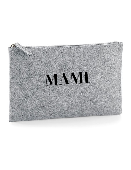 Bolso de Mano Shopper fieltro Gris Iniciales bordadas