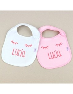 2 Baberos Personalizados Blanco-Rosa Personalizados