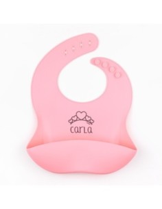 Babero SILICONA Personalizado Nombre + Tiara, color a elegir
