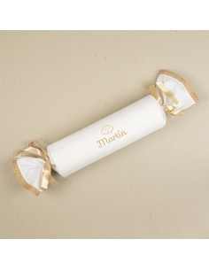 Cojín Antivuelco Caramelo Blanco y Beige Personalizado, dibujo opciona
