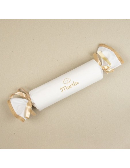 Cojín Antivuelco Caramelo Blanco y Beige Personalizado, dibujo opciona
