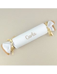 Cojín Antivuelco Caramelo Blanco y Beige Personalizado, dibujo opciona 2