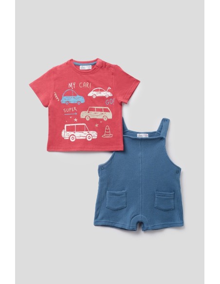 Peto de bebe niño con camiseta coches