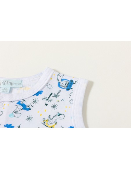 Pelele de bebe estampado de dinosaurios.