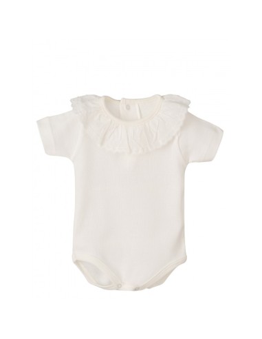 Body manga corta plumetilla beige.