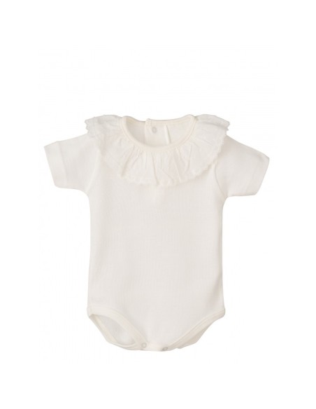 Body manga corta plumetilla beige.