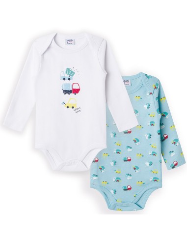 Pack de 2 bodies de coches 100% algodón.