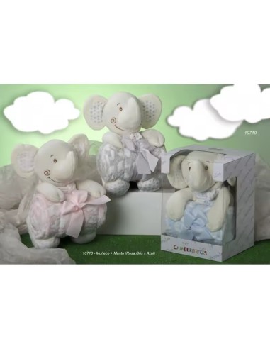 Manta y peluche de elefante