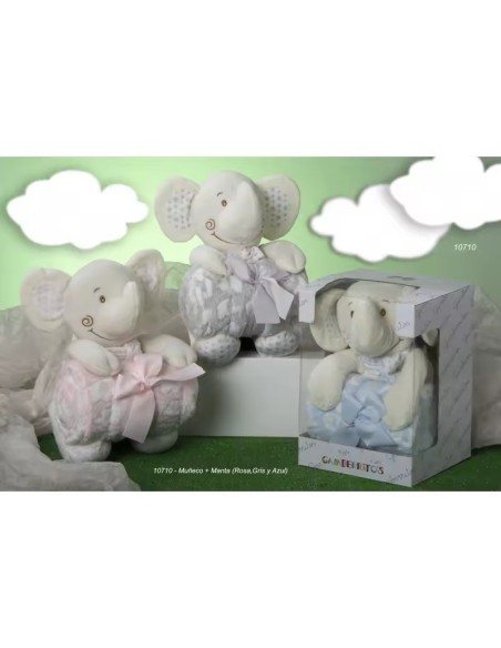 Manta y peluche de elefante